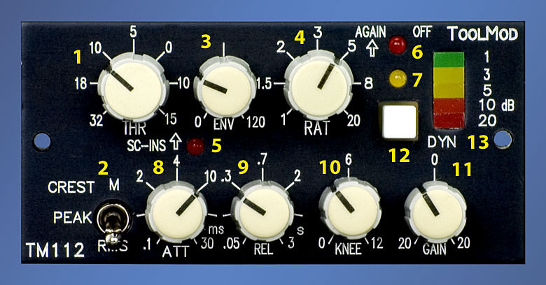 Compressor with Envelope, Soft Knee, and Crest