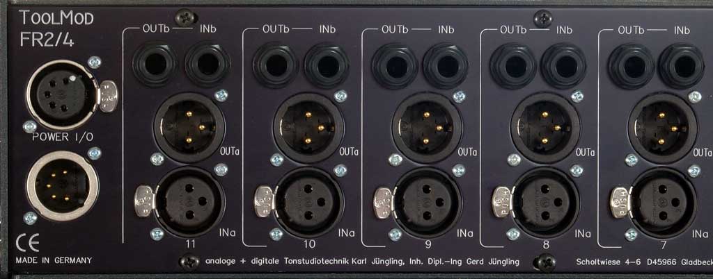 Connectors for Audio and Power with the 2U high Frame