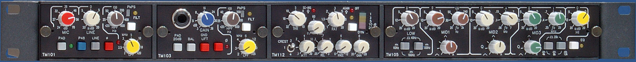 ToolMod Channel Strip with Mic-Pre and DI-Amp in 1U high Frame