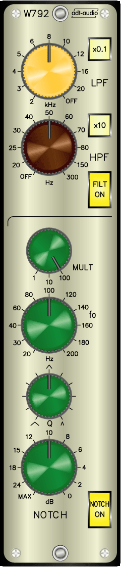 Stereo High-pass, low-pass, and notch filter