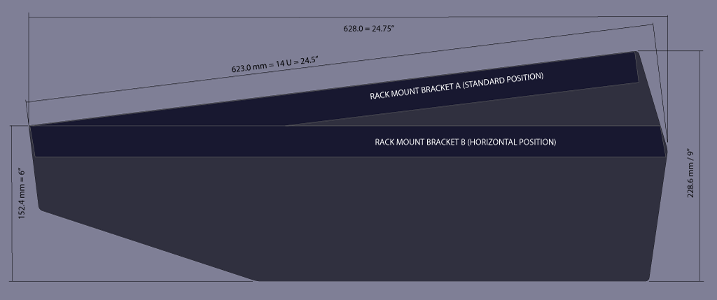 ToolMod Console Frame Side View with Dimensioning