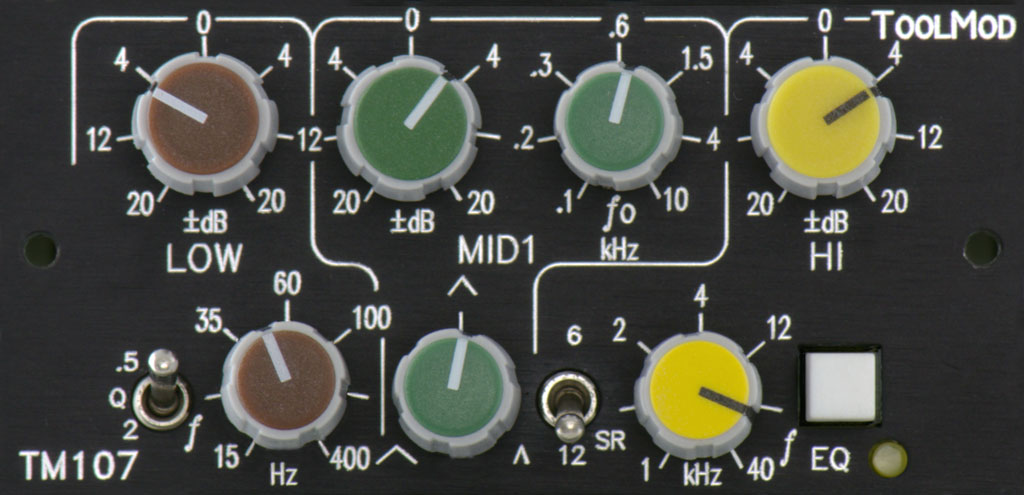 3 Band Equalizer with 20 dB Control Range, horizontal Version