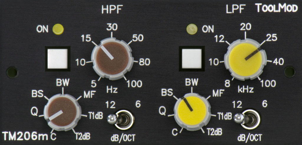 Stereo High Pass Low Pass Filter with adjustable Characteristics, horizontal Mastering Version