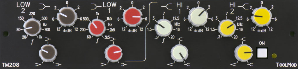 Stereo 4-Band Shelving EQ with adjustbale Steepness, horizontal Version