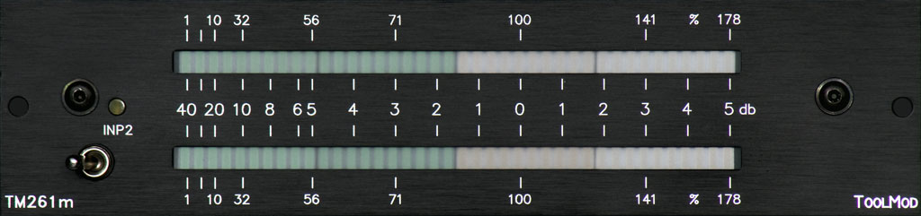 Stereo Peakmeter with +5 to -40 dB Range , horizontal Version