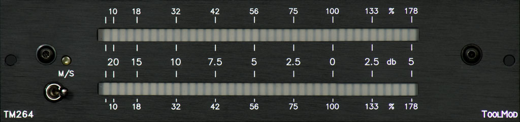 Stereo LED VU-Meter with L/R and M/S Inputs, horizontal Version