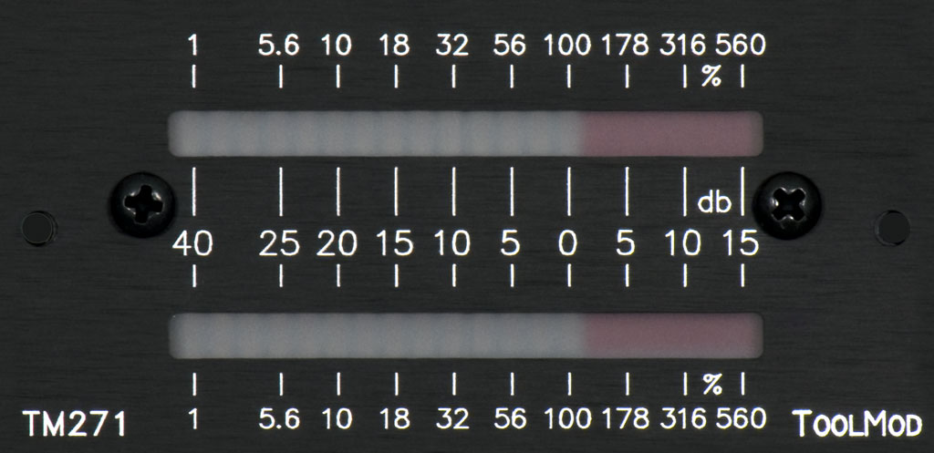 Stereo Peakmeter, 2U Format, horizontal Version