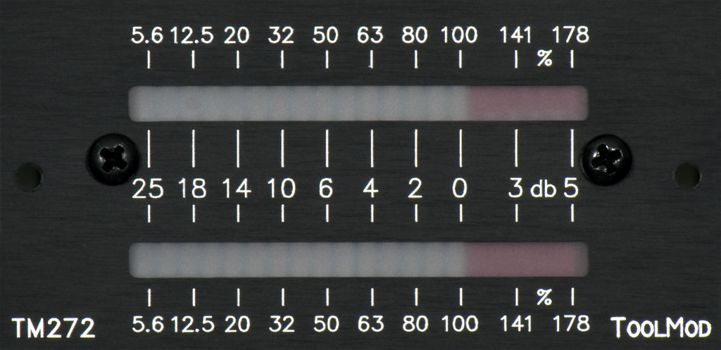 Stereo LED VU-Meter, Format 2U, horizontal Version