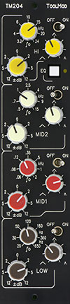 fully parametric 4-Band Stereo Mastering Equalizer with 12 dB Range TM204-12, vertical Version