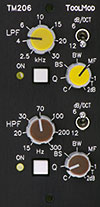 Stereo High-Pass Low-Pass Filter with adjustable Characteristics for Recording TM206