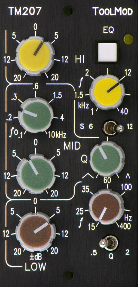 3-Band Stereo Equalizer with 20 dB Boost/Cut Range, vertical Version