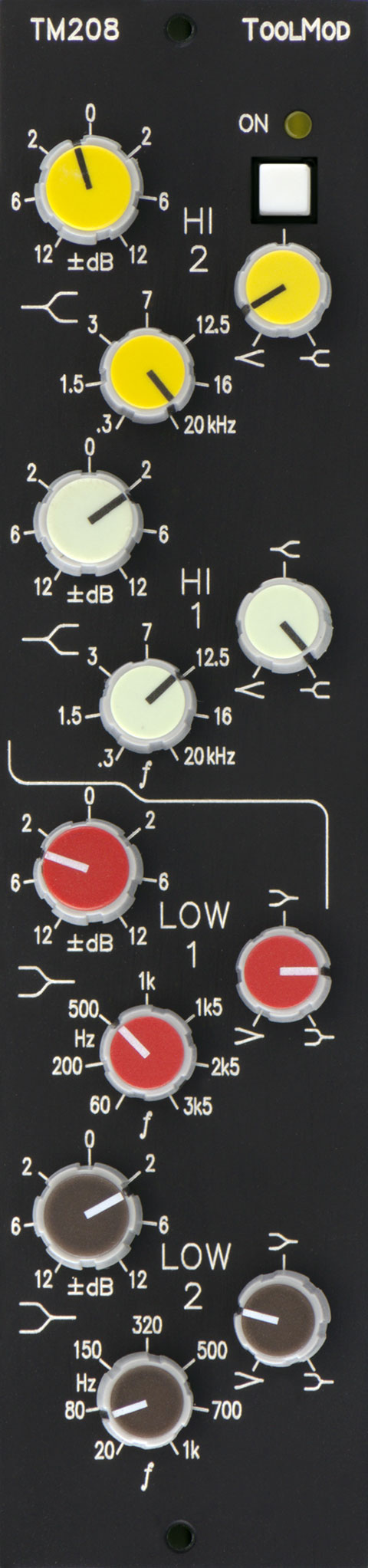 Stereo 4-Band Shelving EQ with adjustable Steepness, vertical Version