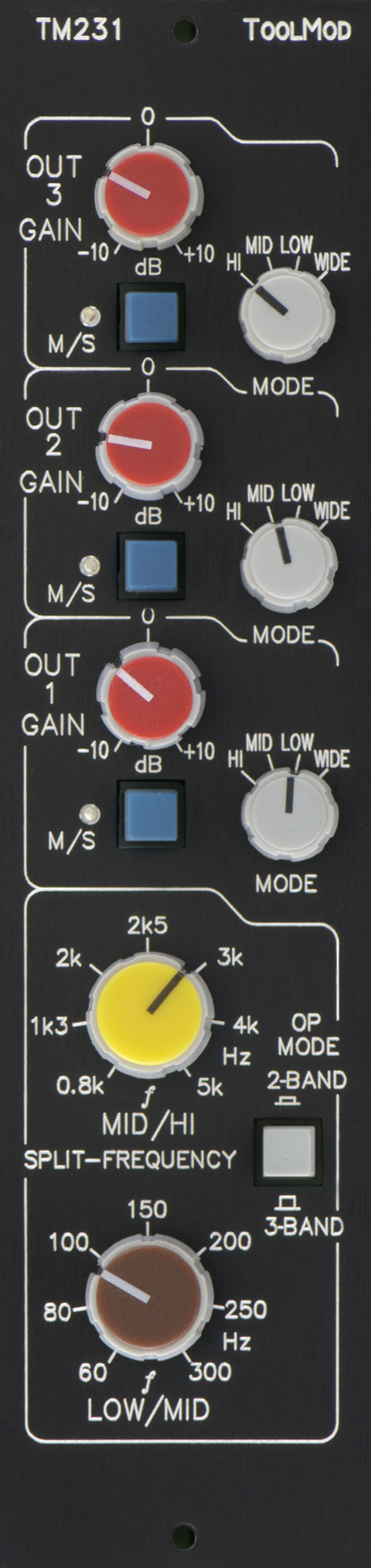 Multiband Splitter with variable cross-over Frequencies, vertical Version