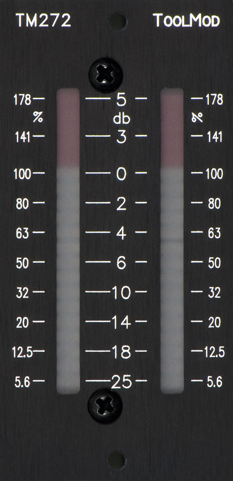 Stereo LED VU-Meter, 2U Format, vertical Version